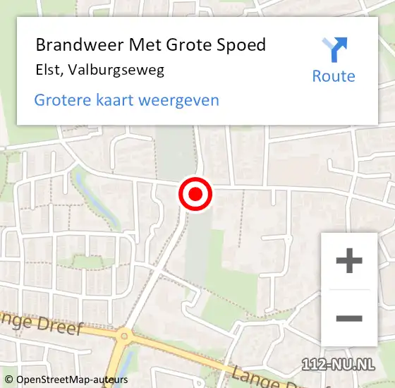 Locatie op kaart van de 112 melding: Brandweer Met Grote Spoed Naar Elst, Valburgseweg op 28 juli 2024 16:28