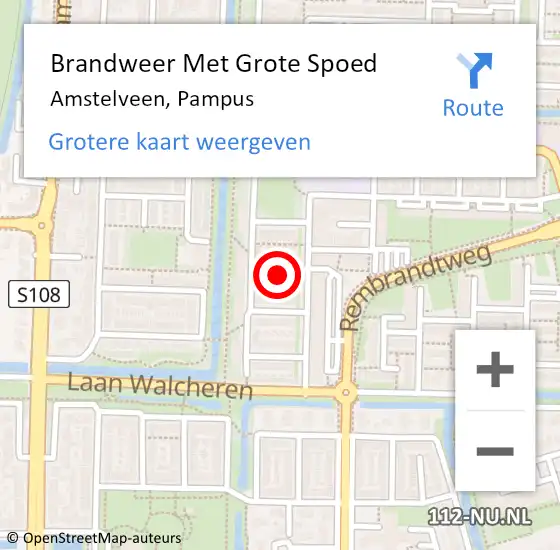 Locatie op kaart van de 112 melding: Brandweer Met Grote Spoed Naar Amstelveen, Pampus op 28 juli 2024 16:37