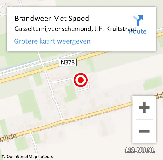 Locatie op kaart van de 112 melding: Brandweer Met Spoed Naar Gasselternijveenschemond, J.H. Kruitstraat op 28 juli 2024 16:38