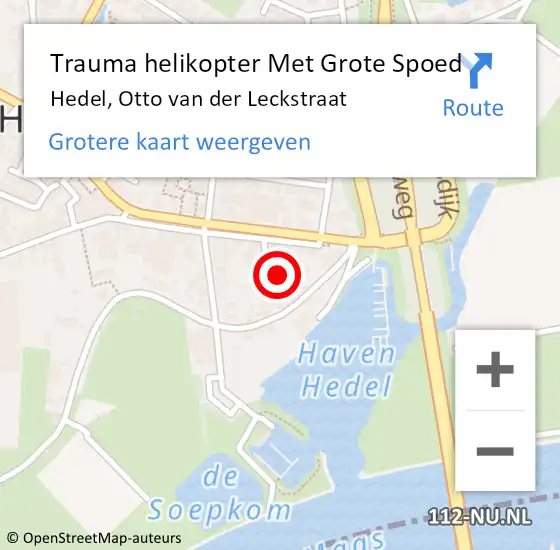 Locatie op kaart van de 112 melding: Trauma helikopter Met Grote Spoed Naar Hedel, Otto van der Leckstraat op 28 juli 2024 16:44