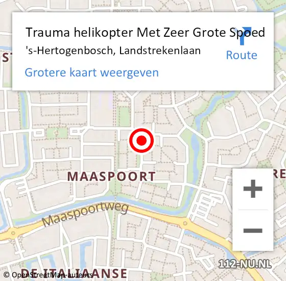 Locatie op kaart van de 112 melding: Trauma helikopter Met Zeer Grote Spoed Naar 's-Hertogenbosch, Landstrekenlaan op 28 juli 2024 16:44