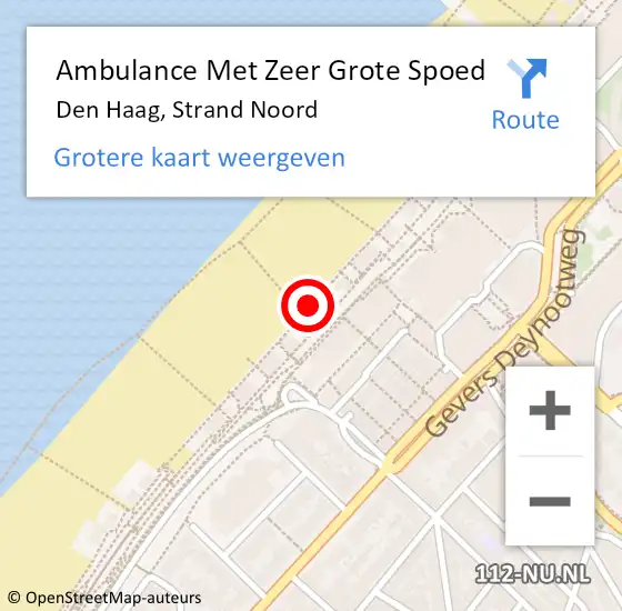 Locatie op kaart van de 112 melding: Ambulance Met Zeer Grote Spoed Naar Den Haag, Strand Noord op 28 juli 2024 16:47