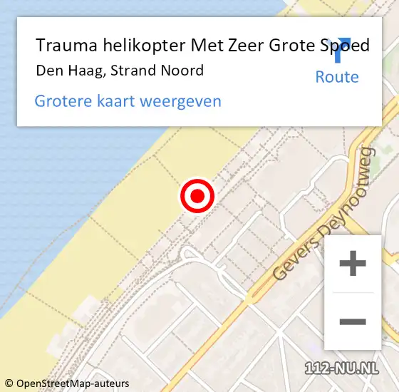 Locatie op kaart van de 112 melding: Trauma helikopter Met Zeer Grote Spoed Naar Den Haag, Strand Noord op 28 juli 2024 16:49