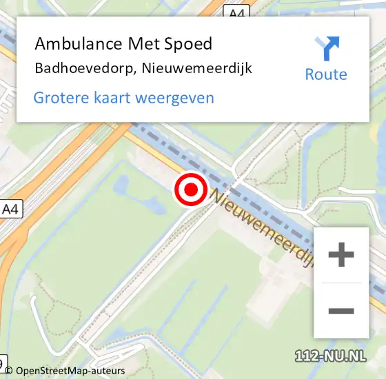 Locatie op kaart van de 112 melding: Ambulance Met Spoed Naar Badhoevedorp, Nieuwemeerdijk op 28 juli 2024 16:53