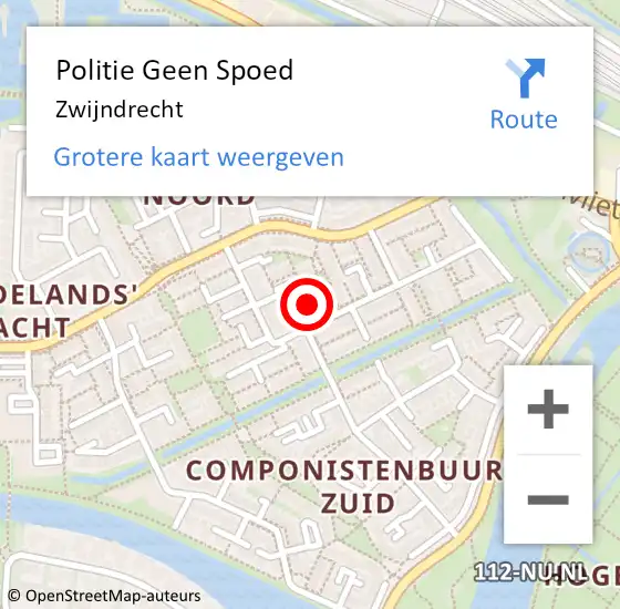 Locatie op kaart van de 112 melding: Politie Geen Spoed Naar Zwijndrecht op 28 juli 2024 17:13