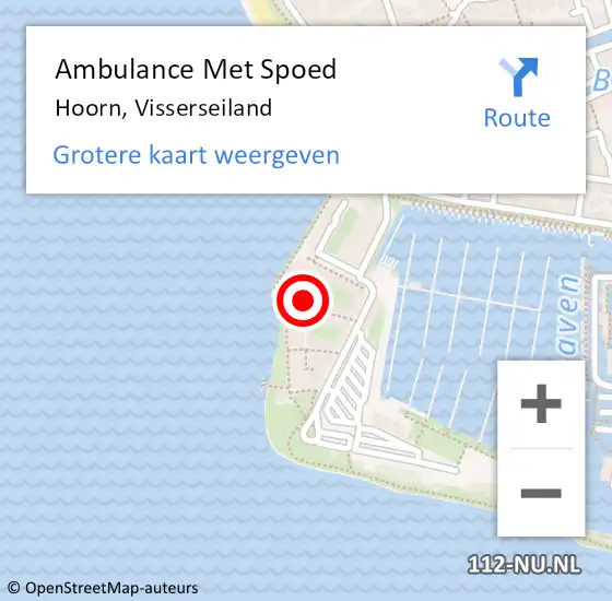 Locatie op kaart van de 112 melding: Ambulance Met Spoed Naar Hoorn, Visserseiland op 28 juli 2024 17:19