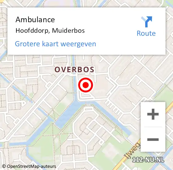 Locatie op kaart van de 112 melding: Ambulance Hoofddorp, Muiderbos op 28 juli 2024 17:20