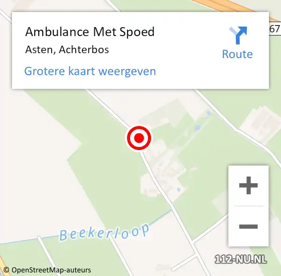 Locatie op kaart van de 112 melding: Ambulance Met Spoed Naar Asten, Achterbos op 14 oktober 2014 15:40