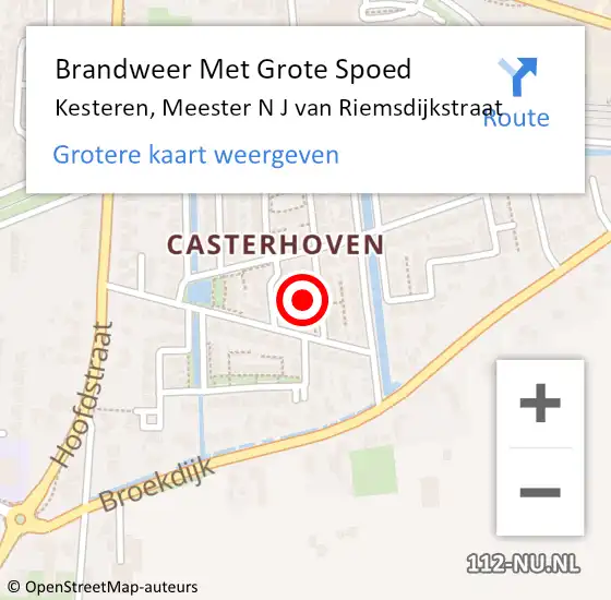 Locatie op kaart van de 112 melding: Brandweer Met Grote Spoed Naar Kesteren, Meester N J van Riemsdijkstraat op 28 juli 2024 17:42