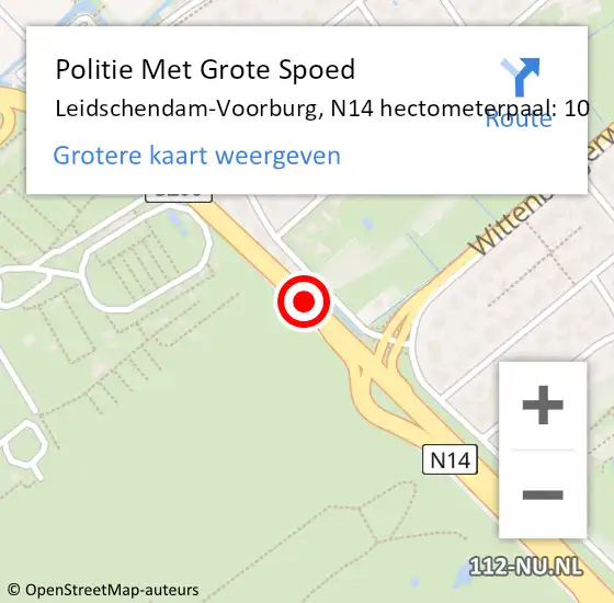 Locatie op kaart van de 112 melding: Politie Met Grote Spoed Naar Leidschendam-Voorburg, N14 hectometerpaal: 10 op 28 juli 2024 17:51