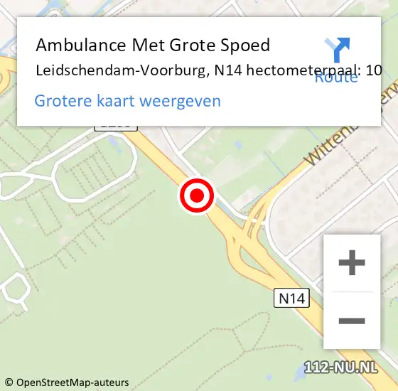 Locatie op kaart van de 112 melding: Ambulance Met Grote Spoed Naar Leidschendam-Voorburg, N14 hectometerpaal: 10 op 28 juli 2024 17:52