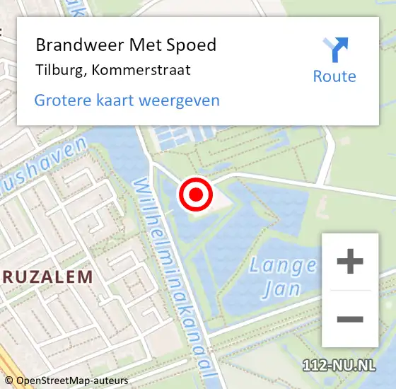 Locatie op kaart van de 112 melding: Brandweer Met Spoed Naar Tilburg, Kommerstraat op 28 juli 2024 17:56