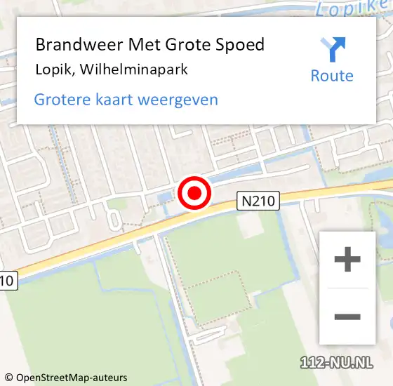 Locatie op kaart van de 112 melding: Brandweer Met Grote Spoed Naar Lopik, Wilhelminapark op 28 juli 2024 18:07