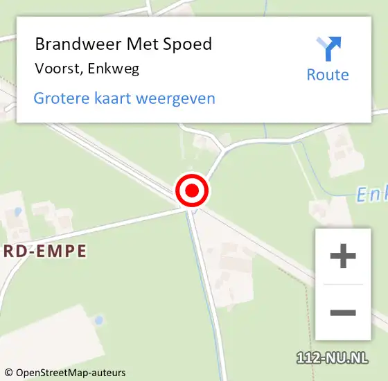 Locatie op kaart van de 112 melding: Brandweer Met Spoed Naar Voorst, Enkweg op 14 oktober 2014 15:43