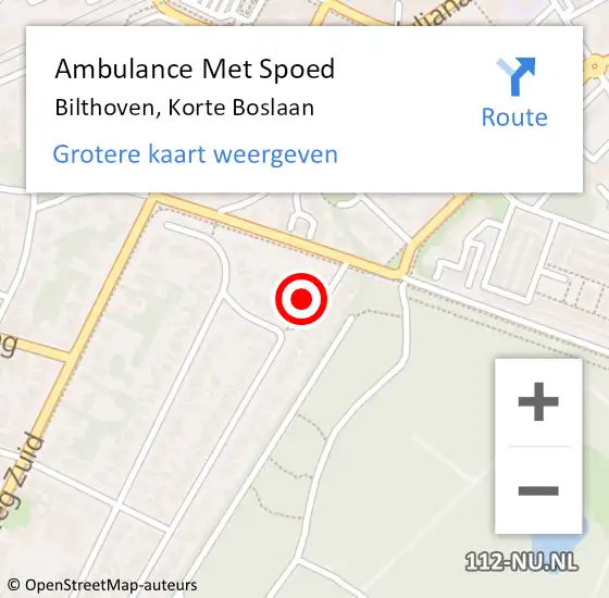 Locatie op kaart van de 112 melding: Ambulance Met Spoed Naar Bilthoven, Korte Boslaan op 17 oktober 2013 15:44