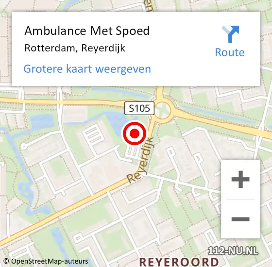 Locatie op kaart van de 112 melding: Ambulance Met Spoed Naar Rotterdam, Reyerdijk op 28 juli 2024 18:32