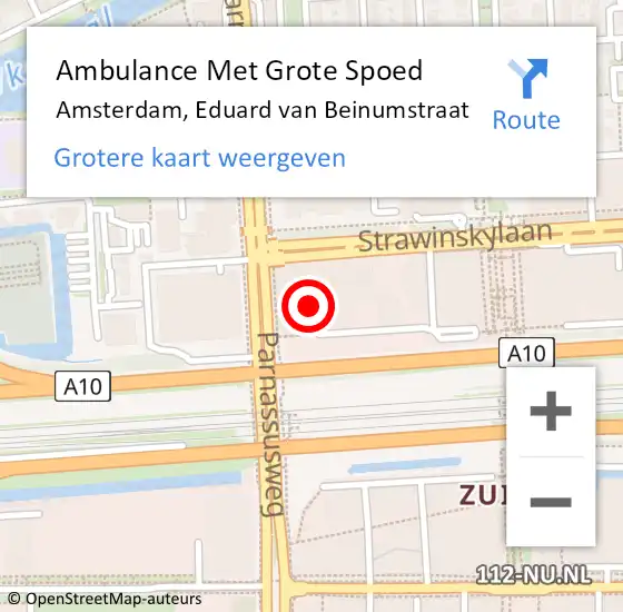 Locatie op kaart van de 112 melding: Ambulance Met Grote Spoed Naar Amsterdam, Eduard van Beinumstraat op 28 juli 2024 18:38