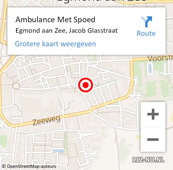 Locatie op kaart van de 112 melding: Ambulance Met Spoed Naar Egmond aan Zee, Jacob Glasstraat op 28 juli 2024 18:39