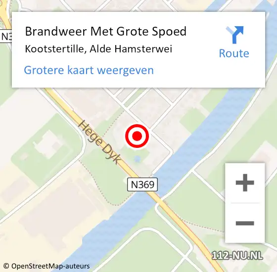 Locatie op kaart van de 112 melding: Brandweer Met Grote Spoed Naar Kootstertille, Alde Hamsterwei op 28 juli 2024 18:50