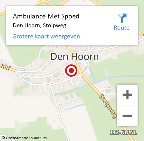 Locatie op kaart van de 112 melding: Ambulance Met Spoed Naar Den Hoorn, Stolpweg op 28 juli 2024 19:11