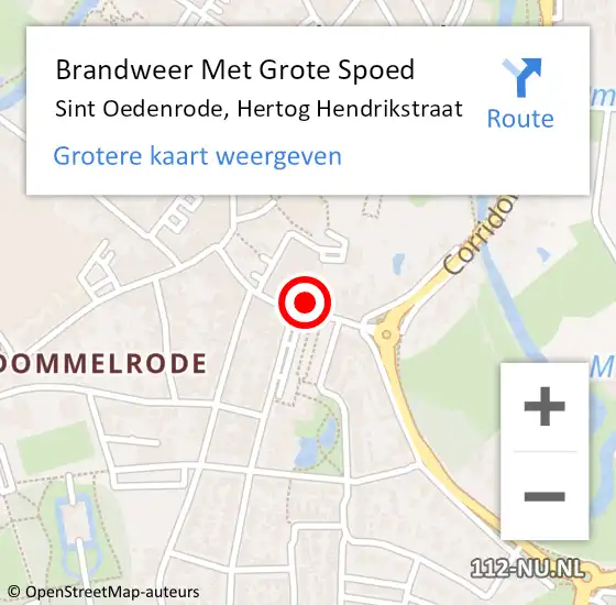 Locatie op kaart van de 112 melding: Brandweer Met Grote Spoed Naar Sint Oedenrode, Hertog Hendrikstraat op 28 juli 2024 19:17