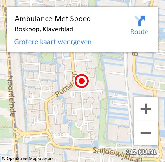 Locatie op kaart van de 112 melding: Ambulance Met Spoed Naar Boskoop, Klaverblad op 28 juli 2024 19:39