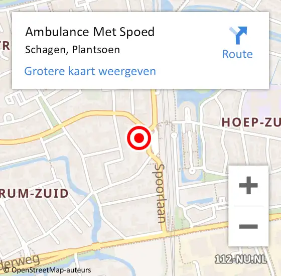 Locatie op kaart van de 112 melding: Ambulance Met Spoed Naar Schagen, Plantsoen op 28 juli 2024 19:48