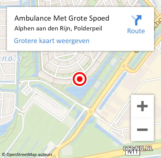 Locatie op kaart van de 112 melding: Ambulance Met Grote Spoed Naar Alphen aan den Rijn, Polderpeil op 28 juli 2024 20:24