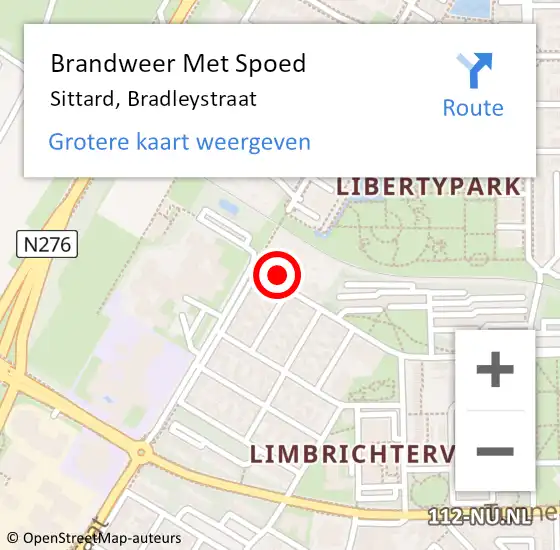 Locatie op kaart van de 112 melding: Brandweer Met Spoed Naar Sittard, Bradleystraat op 28 juli 2024 20:32