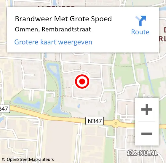 Locatie op kaart van de 112 melding: Brandweer Met Grote Spoed Naar Ommen, Rembrandtstraat op 28 juli 2024 20:39