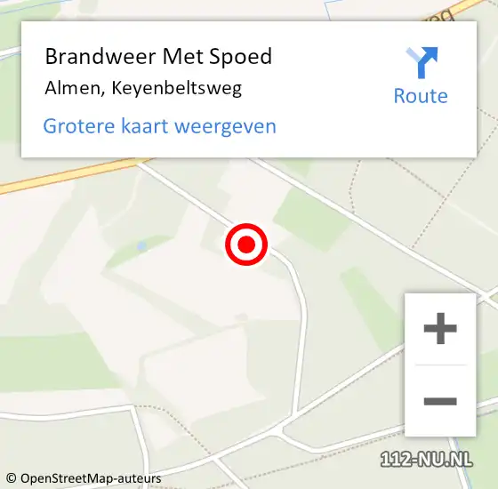 Locatie op kaart van de 112 melding: Brandweer Met Spoed Naar Almen, Keyenbeltsweg op 28 juli 2024 20:48