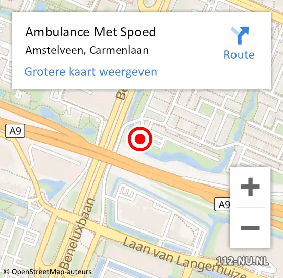 Locatie op kaart van de 112 melding: Ambulance Met Spoed Naar Amstelveen, Carmenlaan op 28 juli 2024 20:51