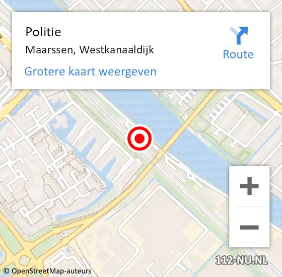 Locatie op kaart van de 112 melding: Politie Maarssen, Westkanaaldijk op 28 juli 2024 20:53