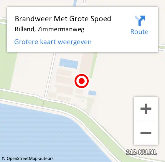 Locatie op kaart van de 112 melding: Brandweer Met Grote Spoed Naar Rilland, Zimmermanweg op 28 juli 2024 20:54