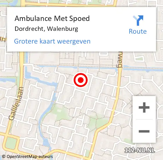 Locatie op kaart van de 112 melding: Ambulance Met Spoed Naar Dordrecht, Walenburg op 28 juli 2024 21:17