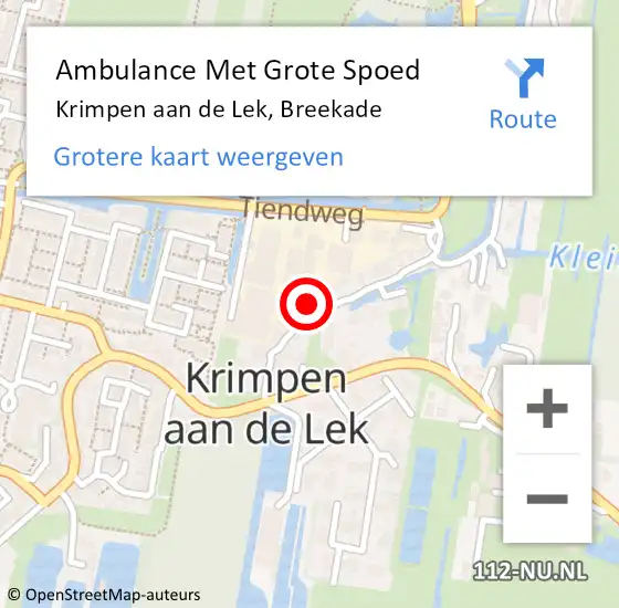 Locatie op kaart van de 112 melding: Ambulance Met Grote Spoed Naar Krimpen aan de Lek, Breekade op 28 juli 2024 21:21