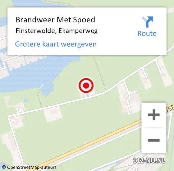 Locatie op kaart van de 112 melding: Brandweer Met Spoed Naar Finsterwolde, Ekamperweg op 28 juli 2024 21:35