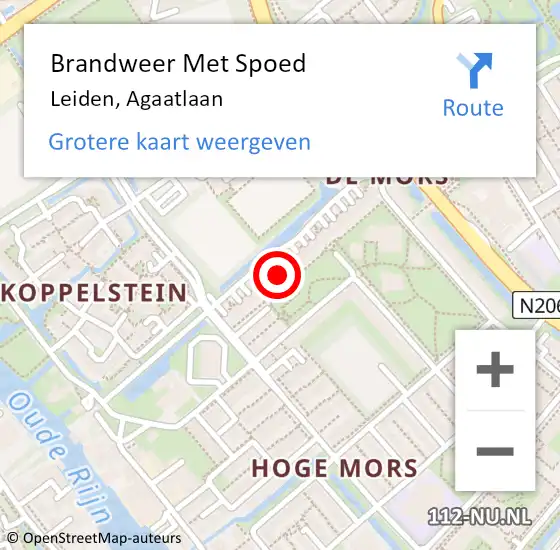 Locatie op kaart van de 112 melding: Brandweer Met Spoed Naar Leiden, Agaatlaan op 28 juli 2024 22:25