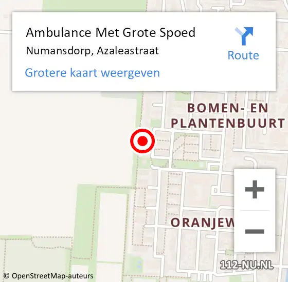 Locatie op kaart van de 112 melding: Ambulance Met Grote Spoed Naar Numansdorp, Azaleastraat op 28 juli 2024 22:35