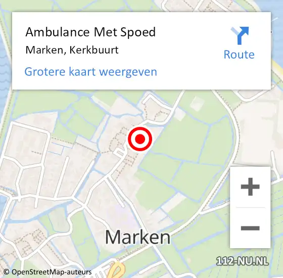 Locatie op kaart van de 112 melding: Ambulance Met Spoed Naar Marken, Kerkbuurt op 28 juli 2024 22:57