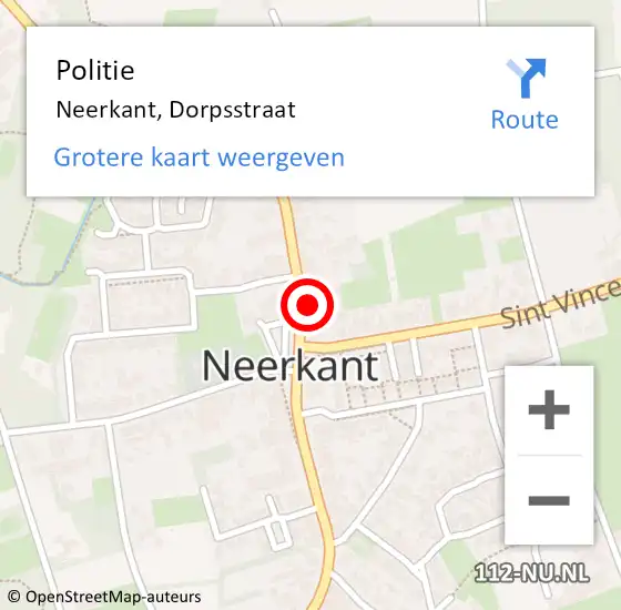 Locatie op kaart van de 112 melding: Politie Neerkant, Dorpsstraat op 29 juli 2024 00:51