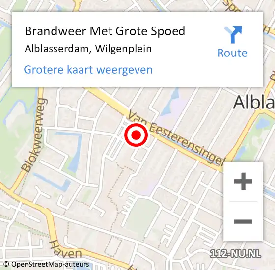 Locatie op kaart van de 112 melding: Brandweer Met Grote Spoed Naar Alblasserdam, Wilgenplein op 29 juli 2024 01:22