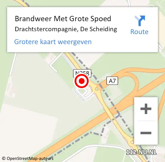 Locatie op kaart van de 112 melding: Brandweer Met Grote Spoed Naar Drachtstercompagnie, De Scheiding op 29 juli 2024 01:43