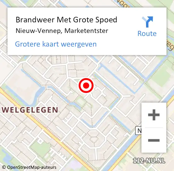 Locatie op kaart van de 112 melding: Brandweer Met Grote Spoed Naar Nieuw-Vennep, Marketentster op 29 juli 2024 02:00