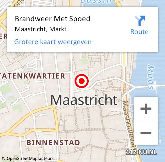 Locatie op kaart van de 112 melding: Brandweer Met Spoed Naar Maastricht, Markt op 29 juli 2024 03:12