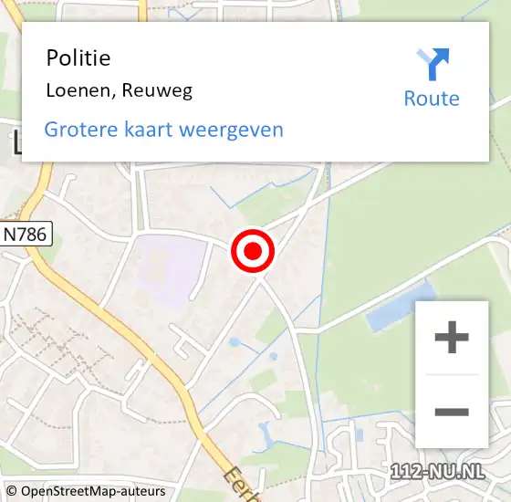 Locatie op kaart van de 112 melding: Politie Loenen, Reuweg op 29 juli 2024 03:19