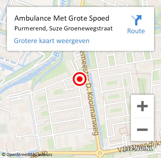 Locatie op kaart van de 112 melding: Ambulance Met Grote Spoed Naar Purmerend, Suze Groenewegstraat op 29 juli 2024 03:31