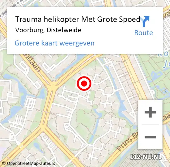 Locatie op kaart van de 112 melding: Trauma helikopter Met Grote Spoed Naar Voorburg, Distelweide op 29 juli 2024 03:54
