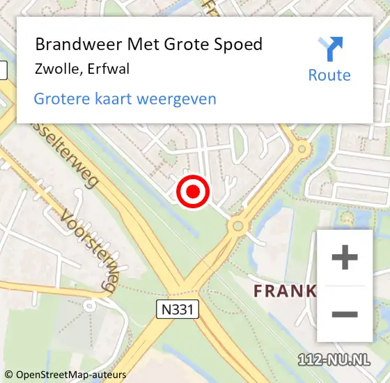 Locatie op kaart van de 112 melding: Brandweer Met Grote Spoed Naar Zwolle, Erfwal op 29 juli 2024 04:28