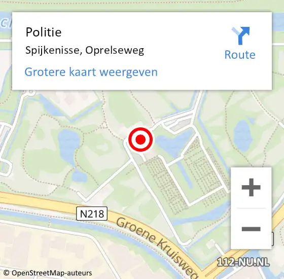 Locatie op kaart van de 112 melding: Politie Spijkenisse, Oprelseweg op 29 juli 2024 04:38